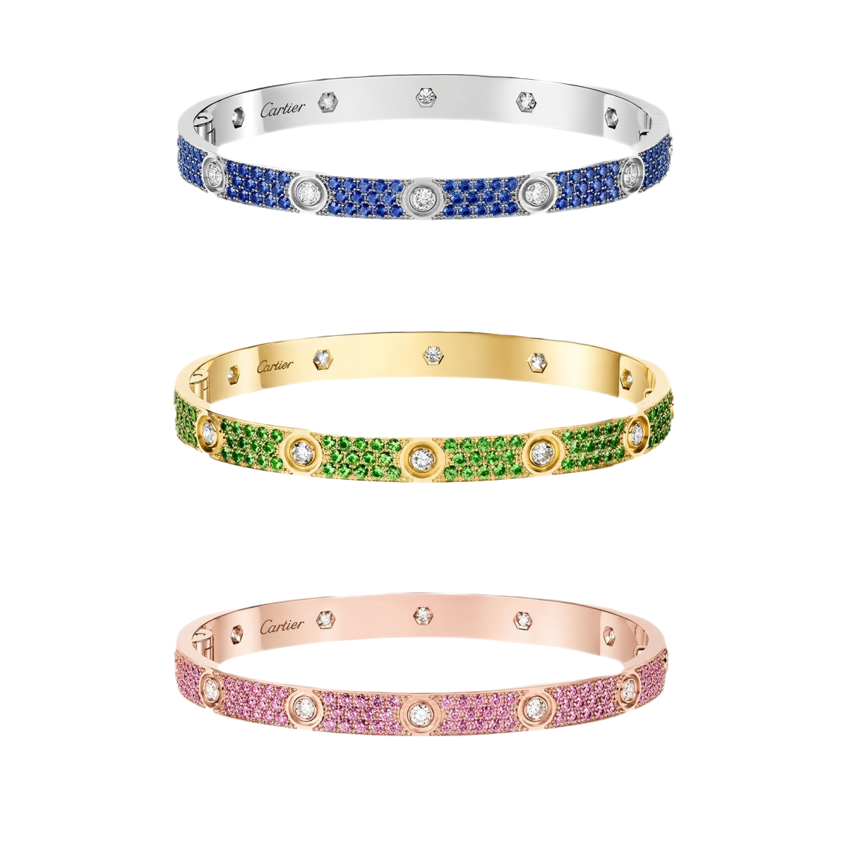[Clara Jewels]2026 PAVE GEMSTONE LOVE BRACELET 6.1MM 10 DIAMONDS