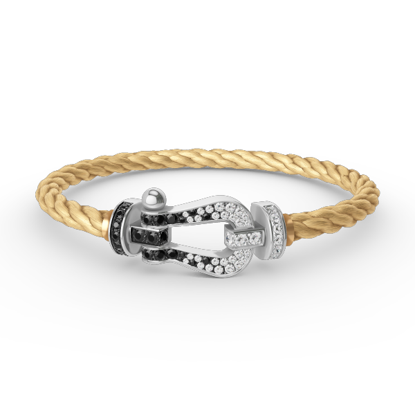 [Clara Jewels]FORCE LARGE HORSESHOE BLACK WHITE DIAMOND BRACELET SILVER