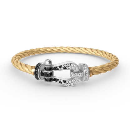 [Clara Jewels]FORCE LARGE HORSESHOE BLACK WHITE DIAMOND BRACELET SILVER