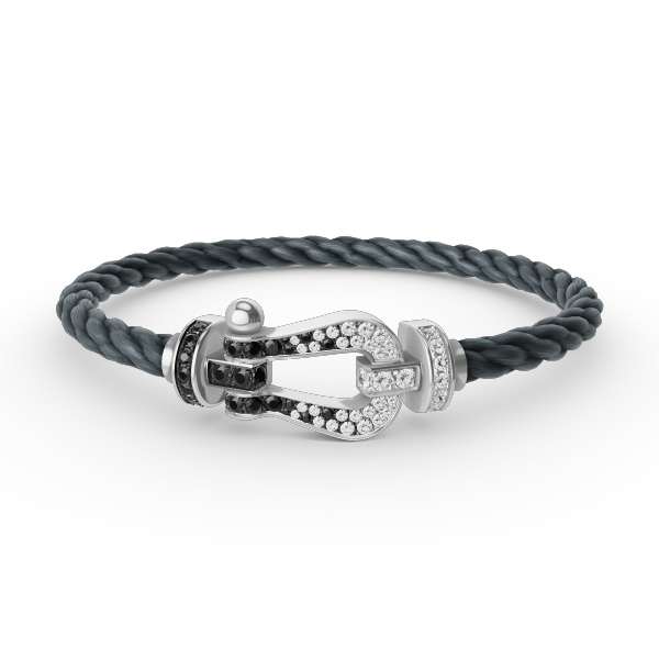[Clara Jewels]FORCE LARGE HORSESHOE BLACK WHITE DIAMOND BRACELET SILVER