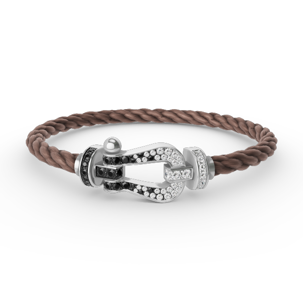 [Clara Jewels]FORCE LARGE HORSESHOE BLACK WHITE DIAMOND BRACELET SILVER