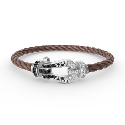 [Clara Jewels]FORCE LARGE HORSESHOE BLACK WHITE DIAMOND BRACELET SILVER