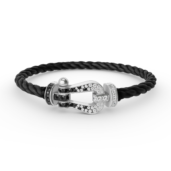 [Clara Jewels]FORCE LARGE HORSESHOE BLACK WHITE DIAMOND BRACELET SILVER