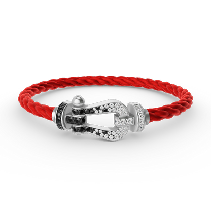 [Clara Jewels]FORCE LARGE HORSESHOE BLACK WHITE DIAMOND BRACELET SILVER
