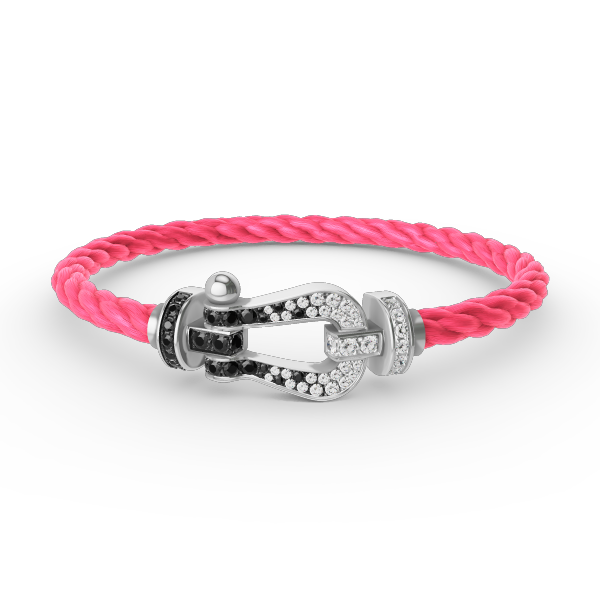 [Clara Jewels]FORCE LARGE HORSESHOE BLACK WHITE DIAMOND BRACELET SILVER