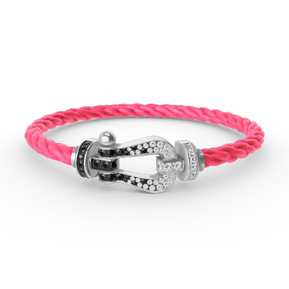 [Clara Jewels]FORCE LARGE HORSESHOE BLACK WHITE DIAMOND BRACELET SILVER