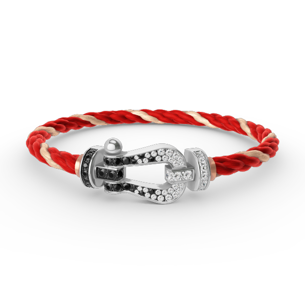 [Clara Jewels]FORCE LARGE HORSESHOE BLACK WHITE DIAMOND BRACELET SILVER