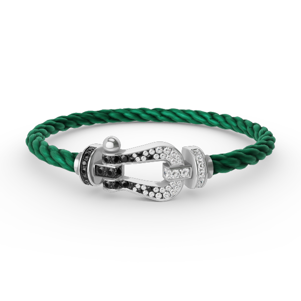 [Clara Jewels]FORCE LARGE HORSESHOE BLACK WHITE DIAMOND BRACELET SILVER