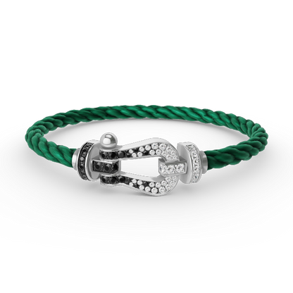 [Clara Jewels]FORCE LARGE HORSESHOE BLACK WHITE DIAMOND BRACELET SILVER