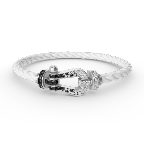[Clara Jewels]FORCE LARGE HORSESHOE BLACK WHITE DIAMOND BRACELET SILVER