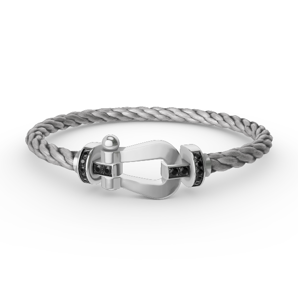 [Clara Jewels]FORCE LARGE HORSESHOE BLACK DIAMOND BRACELET SILVER