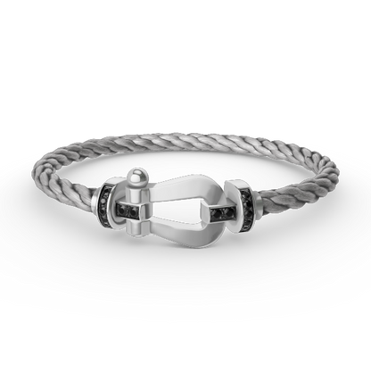 [Clara Jewels]FORCE LARGE HORSESHOE BLACK DIAMOND BRACELET SILVER