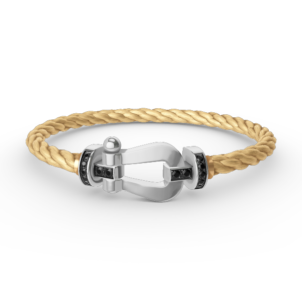 [Clara Jewels]FORCE LARGE HORSESHOE BLACK DIAMOND BRACELET SILVER