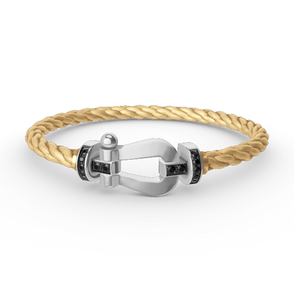 [Clara Jewels]FORCE LARGE HORSESHOE BLACK DIAMOND BRACELET SILVER