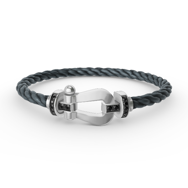 [Clara Jewels]FORCE LARGE HORSESHOE BLACK DIAMOND BRACELET SILVER