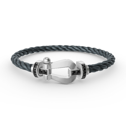 [Clara Jewels]FORCE LARGE HORSESHOE BLACK DIAMOND BRACELET SILVER