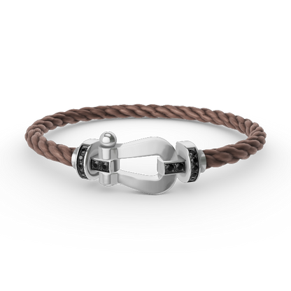 [Clara Jewels]FORCE LARGE HORSESHOE BLACK DIAMOND BRACELET SILVER