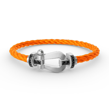 [Clara Jewels]FORCE LARGE HORSESHOE BLACK DIAMOND BRACELET SILVER