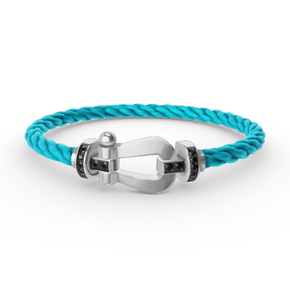 [Clara Jewels]FORCE LARGE HORSESHOE BLACK DIAMOND BRACELET SILVER