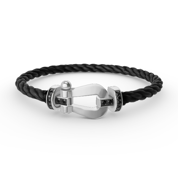 [Clara Jewels]FORCE LARGE HORSESHOE BLACK DIAMOND BRACELET SILVER