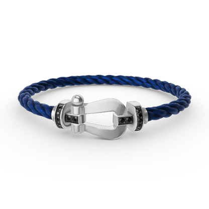 [Clara Jewels]FORCE LARGE HORSESHOE BLACK DIAMOND BRACELET SILVER