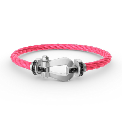 [Clara Jewels]FORCE LARGE HORSESHOE BLACK DIAMOND BRACELET SILVER