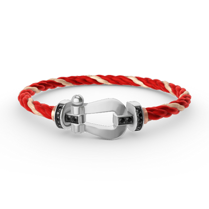 [Clara Jewels]FORCE LARGE HORSESHOE BLACK DIAMOND BRACELET SILVER