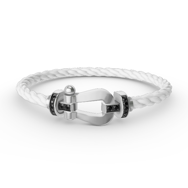 [Clara Jewels]FORCE LARGE HORSESHOE BLACK DIAMOND BRACELET SILVER