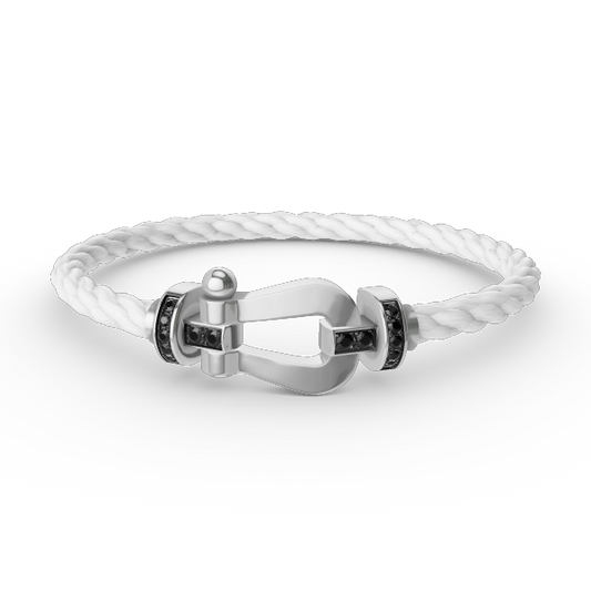 [Clara Jewels]FORCE LARGE HORSESHOE BLACK DIAMOND BRACELET SILVER