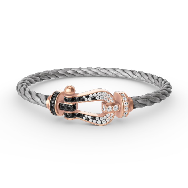 [Clara Jewels]FORCE LARGE HORSESHOE BLACK WHITE DIAMOND BRACELET ROSE GOLD