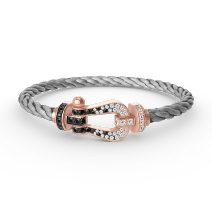[Clara Jewels]FORCE LARGE HORSESHOE BLACK WHITE DIAMOND BRACELET ROSE GOLD