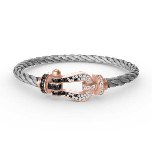[Clara Jewels]FORCE LARGE HORSESHOE BLACK WHITE DIAMOND BRACELET ROSE GOLD