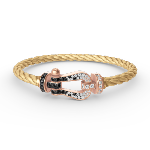 [Clara Jewels]FORCE LARGE HORSESHOE BLACK WHITE DIAMOND BRACELET ROSE GOLD