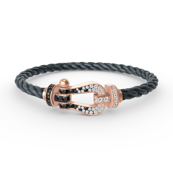 [Clara Jewels]FORCE LARGE HORSESHOE BLACK WHITE DIAMOND BRACELET ROSE GOLD