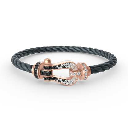 [Clara Jewels]FORCE LARGE HORSESHOE BLACK WHITE DIAMOND BRACELET ROSE GOLD