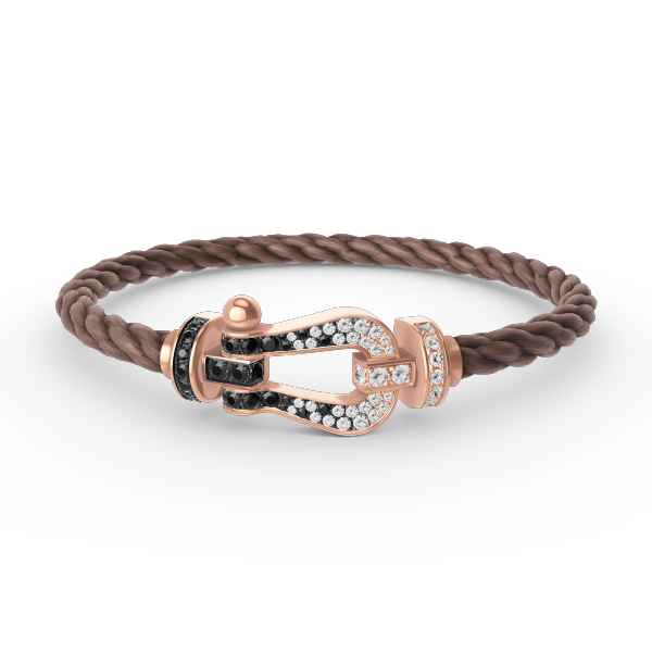 [Clara Jewels]FORCE LARGE HORSESHOE BLACK WHITE DIAMOND BRACELET ROSE GOLD