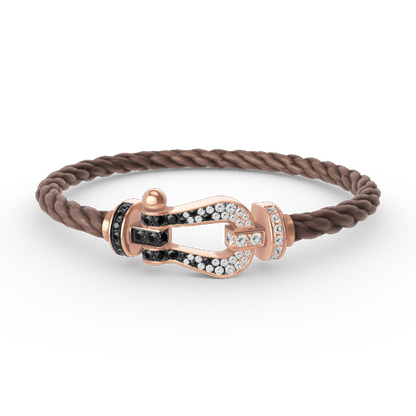 [Clara Jewels]FORCE LARGE HORSESHOE BLACK WHITE DIAMOND BRACELET ROSE GOLD