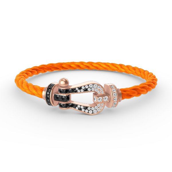 [Clara Jewels]FORCE LARGE HORSESHOE BLACK WHITE DIAMOND BRACELET ROSE GOLD