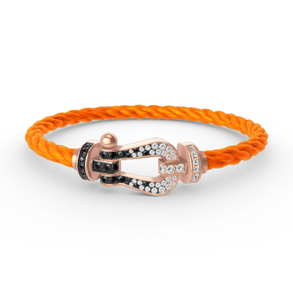 [Clara Jewels]FORCE LARGE HORSESHOE BLACK WHITE DIAMOND BRACELET ROSE GOLD