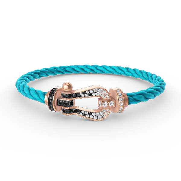 [Clara Jewels]FORCE LARGE HORSESHOE BLACK WHITE DIAMOND BRACELET ROSE GOLD