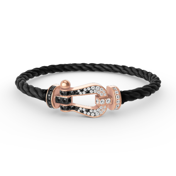[Clara Jewels]FORCE LARGE HORSESHOE BLACK WHITE DIAMOND BRACELET ROSE GOLD