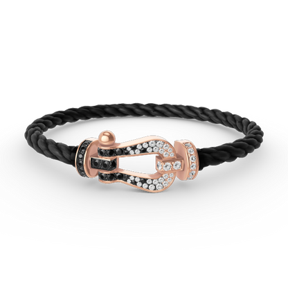 [Clara Jewels]FORCE LARGE HORSESHOE BLACK WHITE DIAMOND BRACELET ROSE GOLD