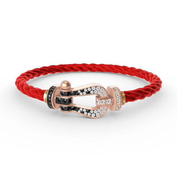 [Clara Jewels]FORCE LARGE HORSESHOE BLACK WHITE DIAMOND BRACELET ROSE GOLD