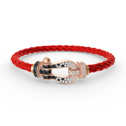 [Clara Jewels]FORCE LARGE HORSESHOE BLACK WHITE DIAMOND BRACELET ROSE GOLD
