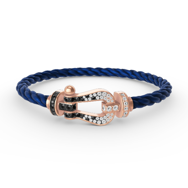 [Clara Jewels]FORCE LARGE HORSESHOE BLACK WHITE DIAMOND BRACELET ROSE GOLD