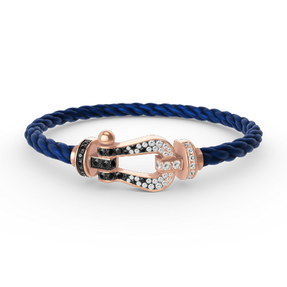 [Clara Jewels]FORCE LARGE HORSESHOE BLACK WHITE DIAMOND BRACELET ROSE GOLD