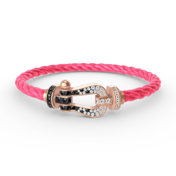 [Clara Jewels]FORCE LARGE HORSESHOE BLACK WHITE DIAMOND BRACELET ROSE GOLD