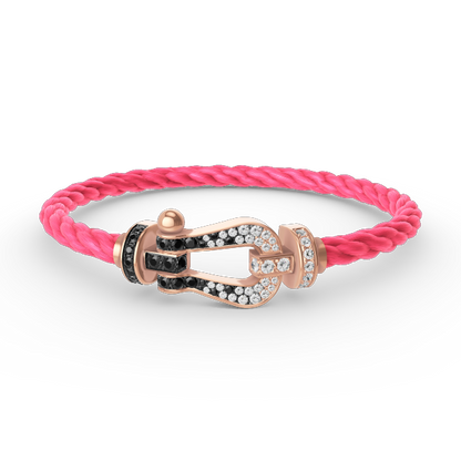 [Clara Jewels]FORCE LARGE HORSESHOE BLACK WHITE DIAMOND BRACELET ROSE GOLD