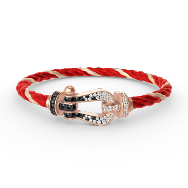 [Clara Jewels]FORCE LARGE HORSESHOE BLACK WHITE DIAMOND BRACELET ROSE GOLD