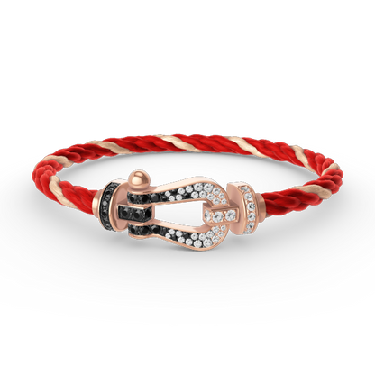 [Clara Jewels]FORCE LARGE HORSESHOE BLACK WHITE DIAMOND BRACELET ROSE GOLD